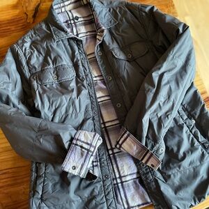 Prana Charcoal Reversible Jacket with Plaid Lining